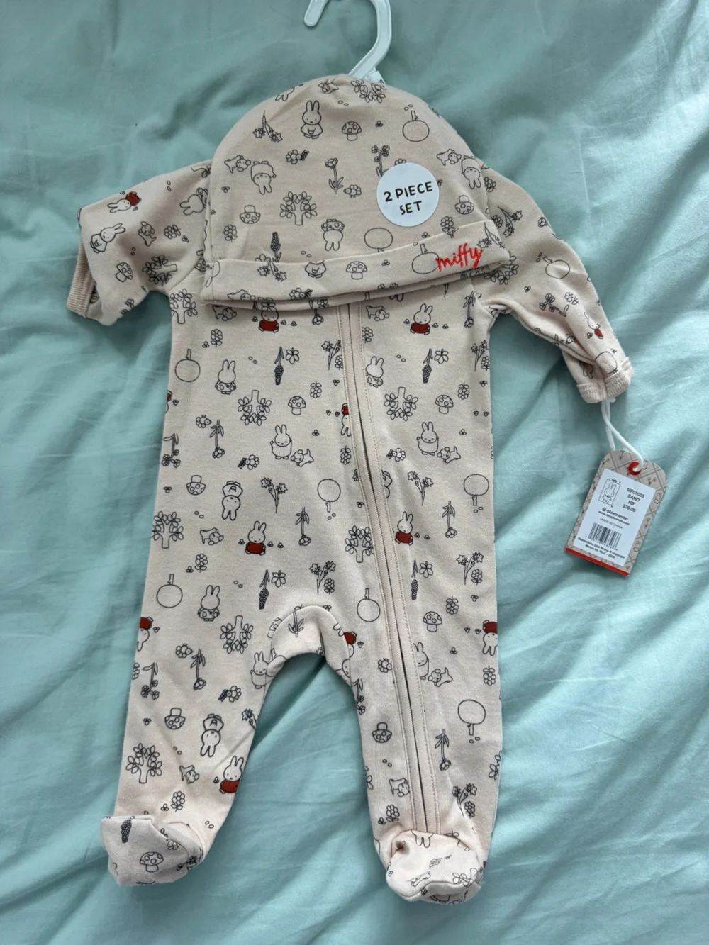 NWT miffy onesie footie with matching beanie sz Newborn